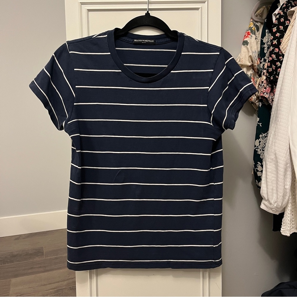 Brandy Melville | Navy Striped T-Shirt